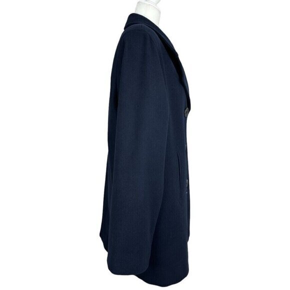 J Percy Women’s Blue Merino Wool Vintage 90s Double Breasted Pea Coat‎ 14/C47 - Picture 3 of 13